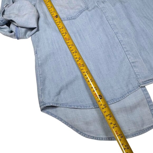 Anthropologie Cloth & Stone Blue Chambray Buttondown Shirt Sz M Lagenlook - Picture 9 of 13